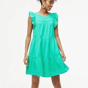 J. Crew Factory Vibrant Green Ruffle Guaze Mini Dress